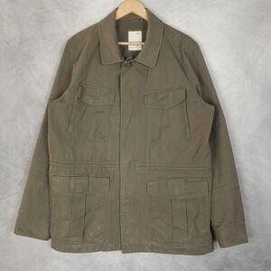 Gap Military Fatigue Jacket Mens XL Green Canvas Field Coat Pockets